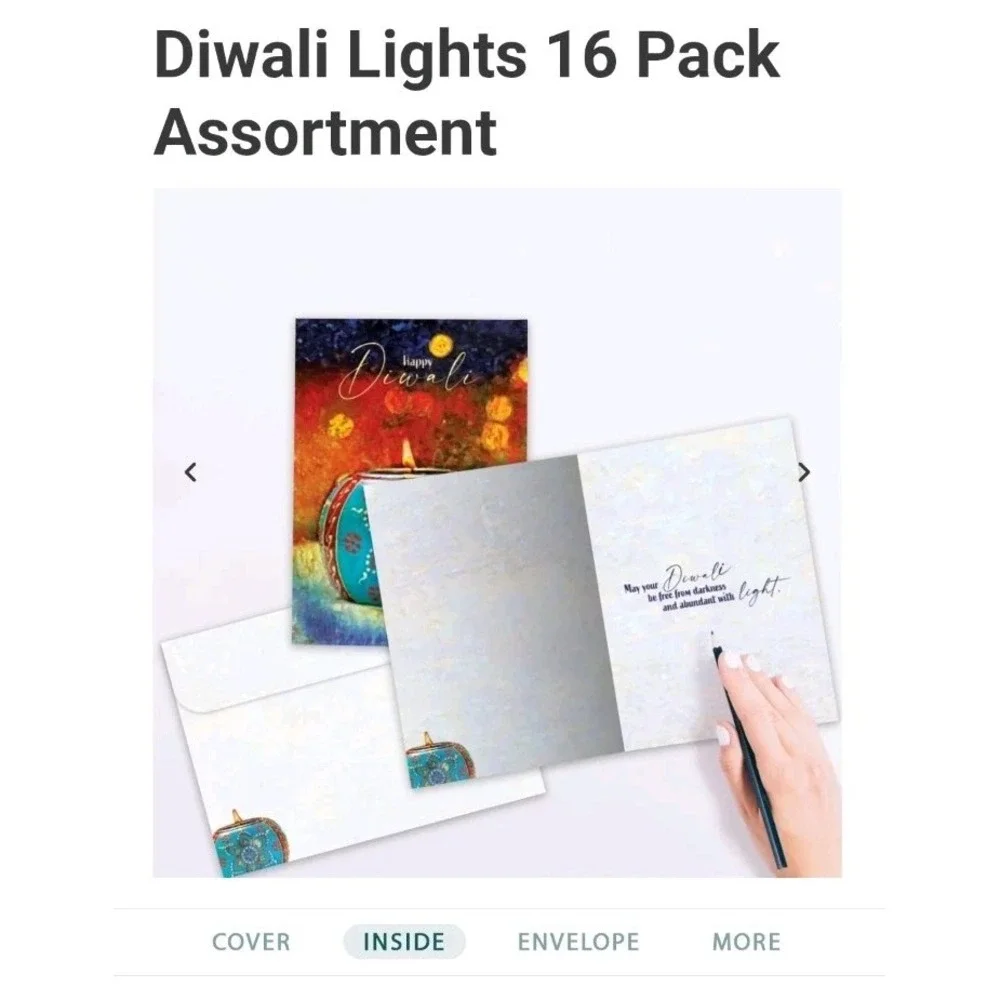 Lot of 16 Tree-Free Greetings Diwali Greeting Cards - Artful Designs w/ Envelope